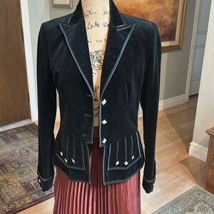 Ralph LaurenBlack Velvet Blazer, Size 4, Silver Buttons